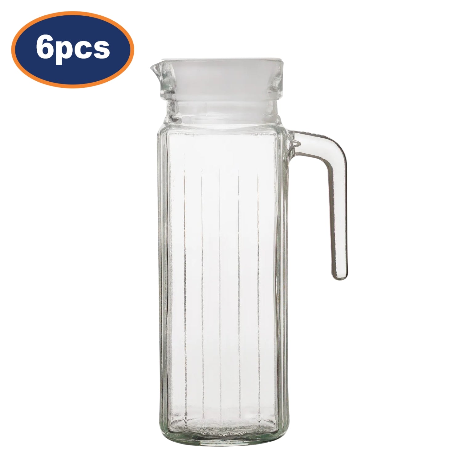 6Pcs 900ml Essentials Glass Fridge Jug with Plastic Lid