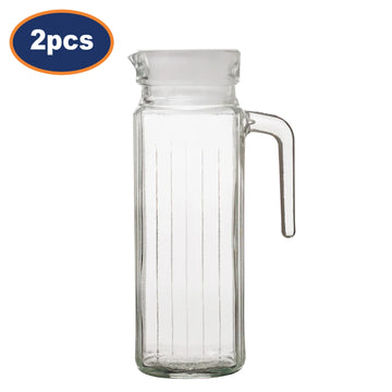 2Pcs 900ml Essentials Glass Fridge Jug with Plastic Lid