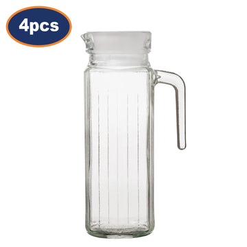 4Pcs 900ml Essentials Glass Fridge Jug with Plastic Lid