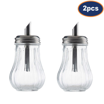 2Pcs Clear Glass Sugar Shaker