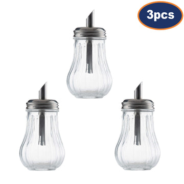3Pcs Clear Glass Sugar Shaker