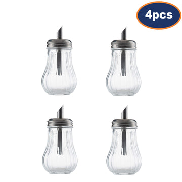 4Pcs Clear Glass Sugar Shaker