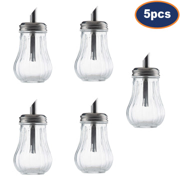 5Pcs Clear Glass Sugar Shaker