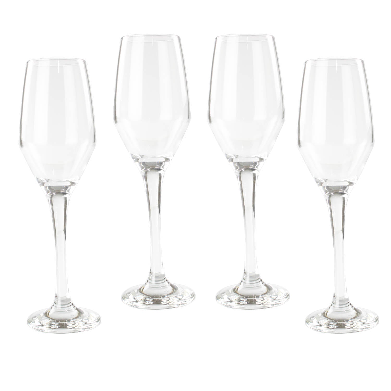 Set Of 4 Prosecco Champagne Flutes Glass