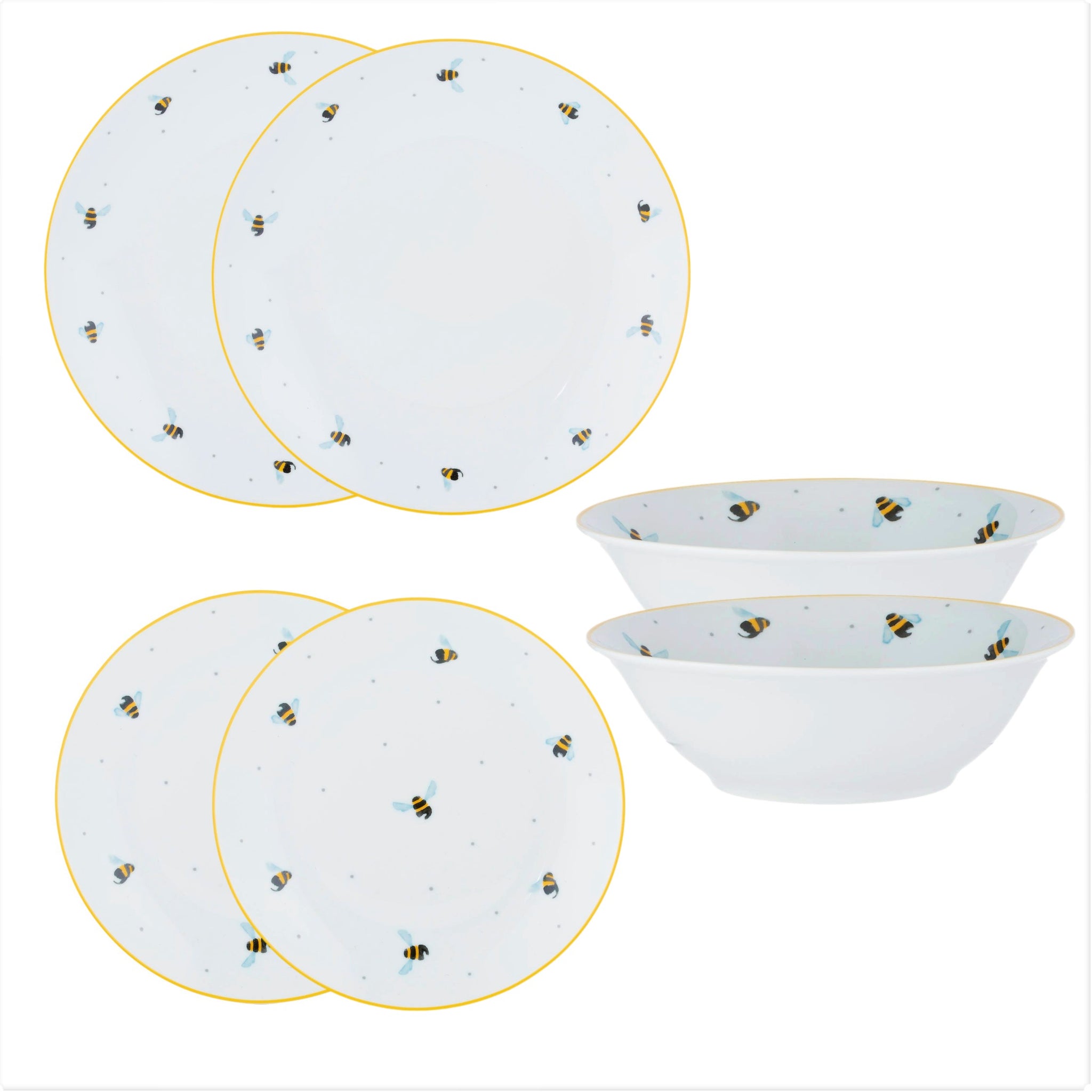 2 of each Price & Kensington Sweet Bees Dinner Plate Side Plate & Soup Bowl 6 PC-Set