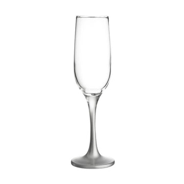 Set Of 4 Silver Stemmed Champagne Flute Glass