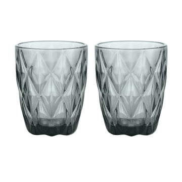 2Pcs Gemstone 270ml Smoke Grey Recycled Mixer Cocktail Glass