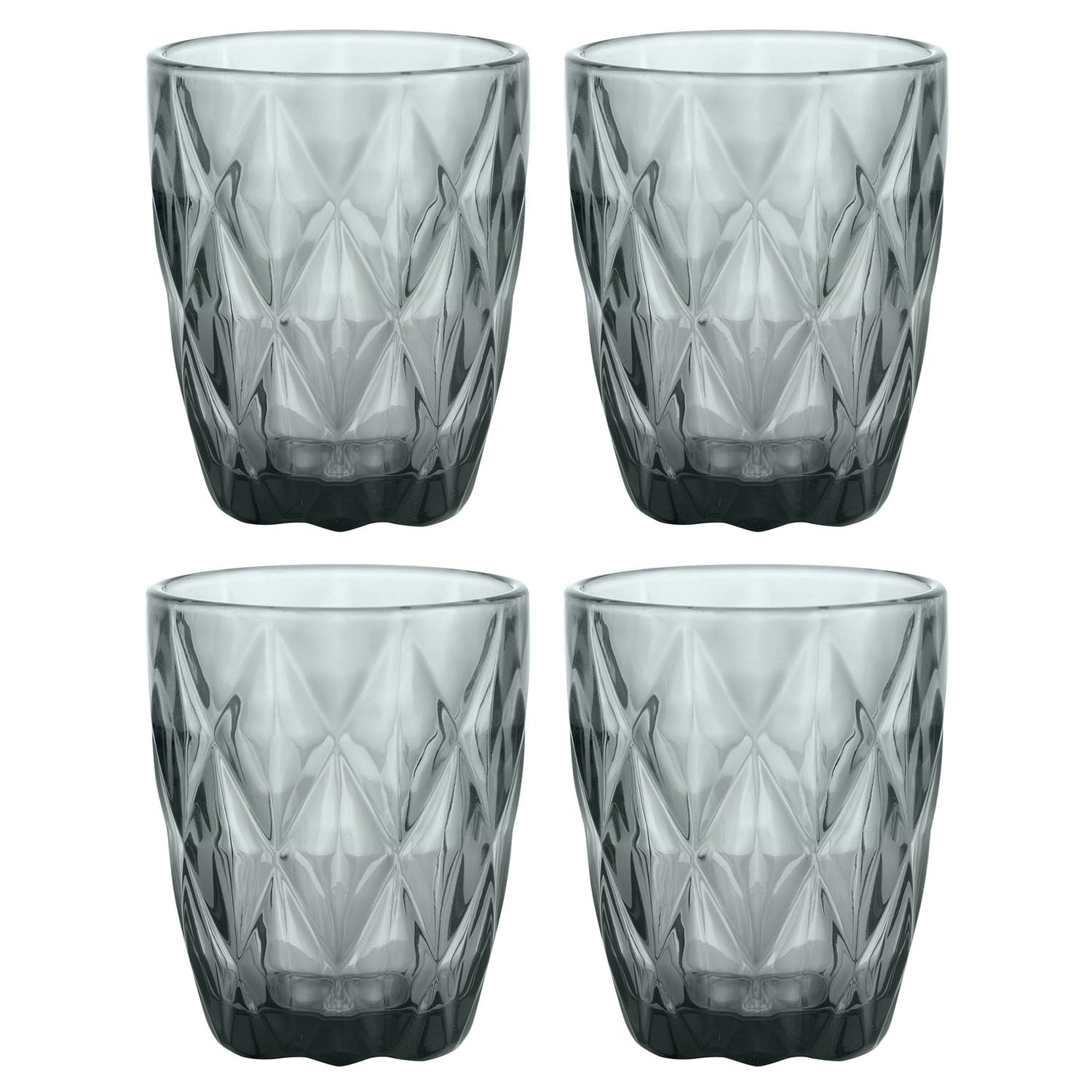 4Pcs Gemstone 270ml Smoke Grey Recycled Mixer Cocktail Glass