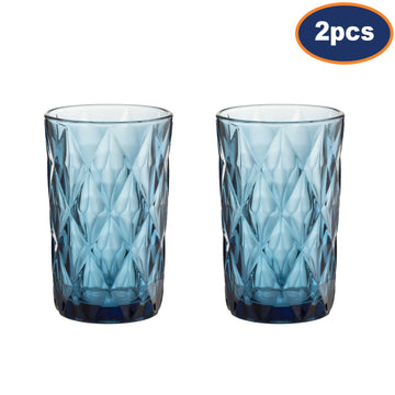 2Pcs 340ml Blue Hiball Glass Goblet