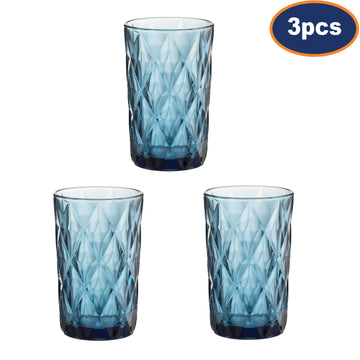 3Pcs 340ml Blue Hiball Glass Goblet
