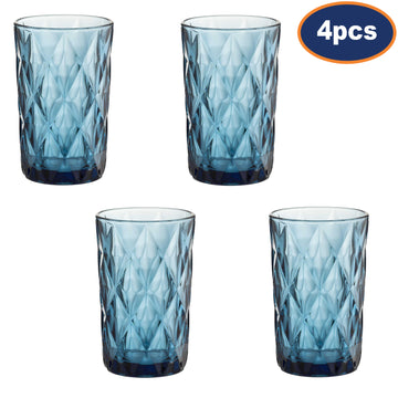 4Pcs 340ml Blue Hiball Glass Goblet