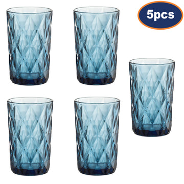 5Pcs 340ml Blue Hiball Glass Goblet