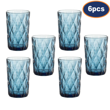 6Pcs 340ml Blue Hiball Glass Goblet