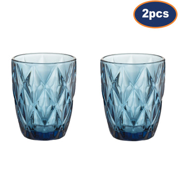 2Pcs 270ml Blue Diamond Pattern Mixer Glass