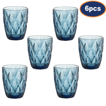 6Pcs 270ml Blue Diamond Pattern Mixer Glass