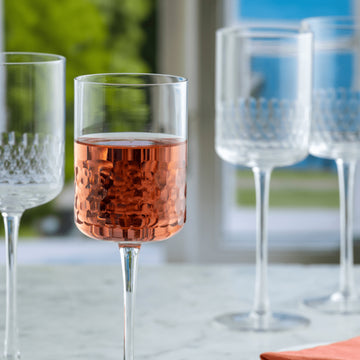 2Pcs 420ml Red White Pisa Goblet Wine Glasses