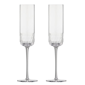 2Pcs 230ml Clear Pisa Goblet Champagne Flute
