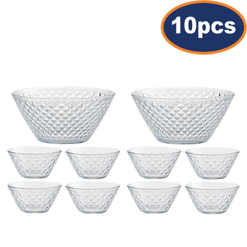 10Pcs Clear Diamante Design Dessert Glass Bowls