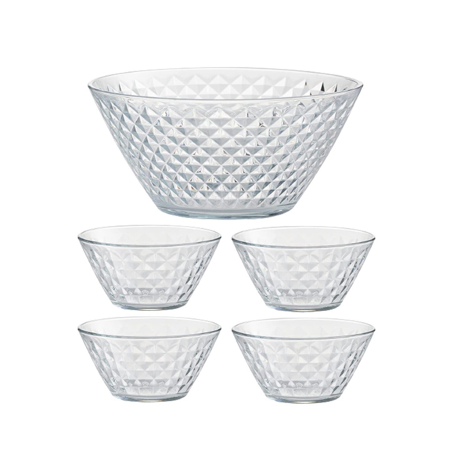 Set Of 5 Clear Jewel Bowl Set