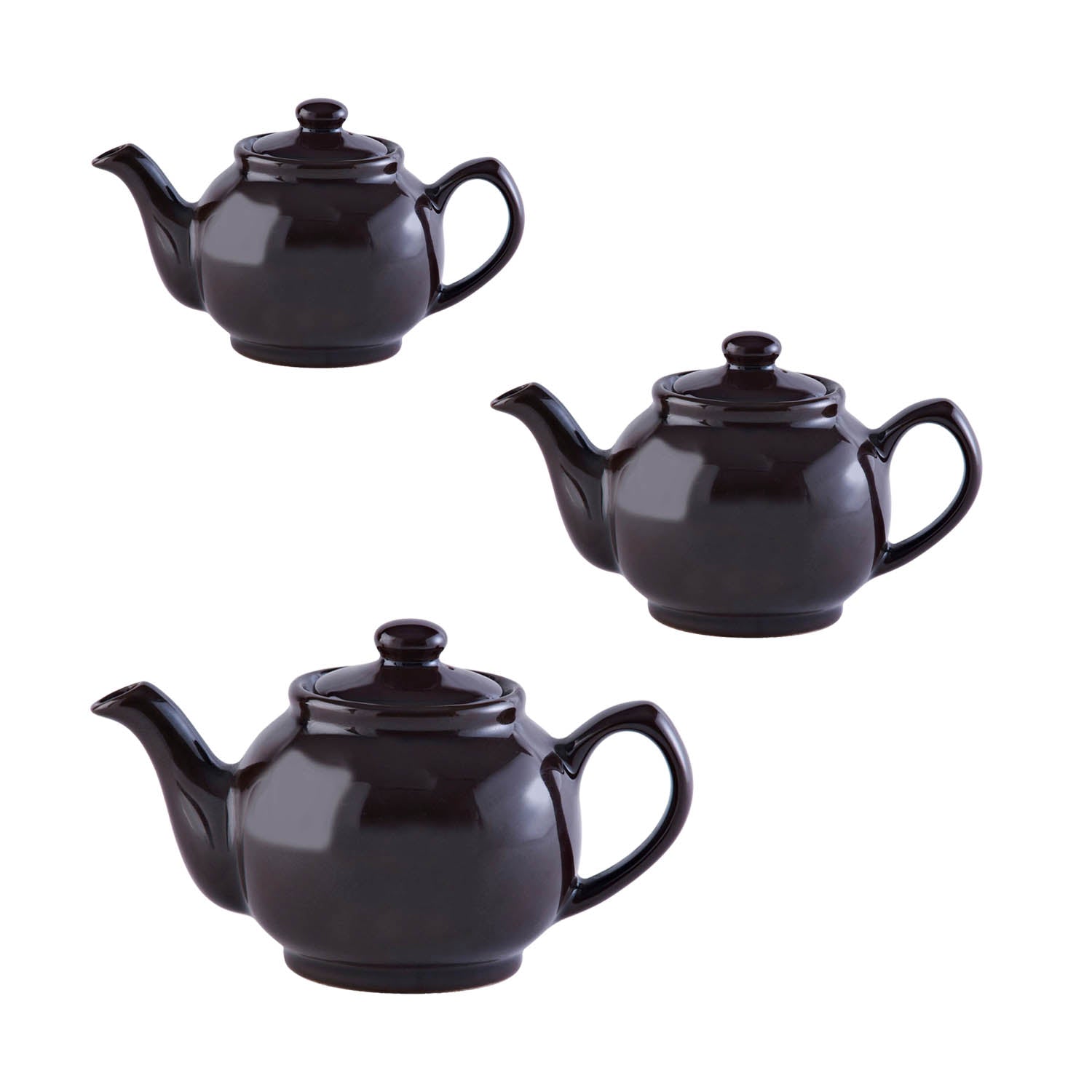 3Pcs Various Sizes Stoneware Rockingham Traditional Tea Pots