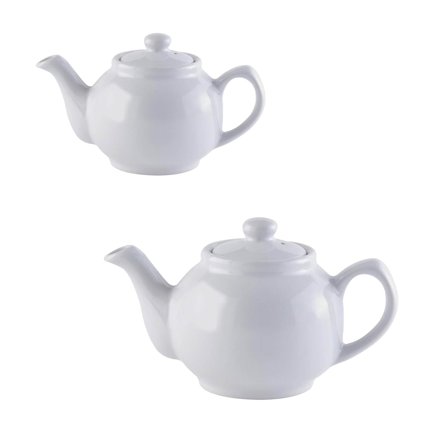 2Cup & 6Cup White Glaze Stoneware Traditional Tea Pots