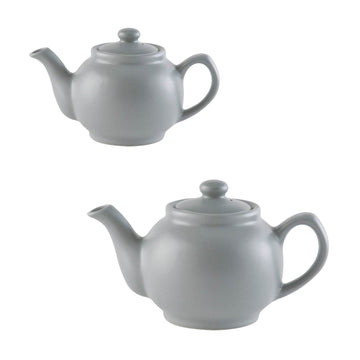 2Cup & 6Cup Matt Grey Stoneware Traditional Tea Pots