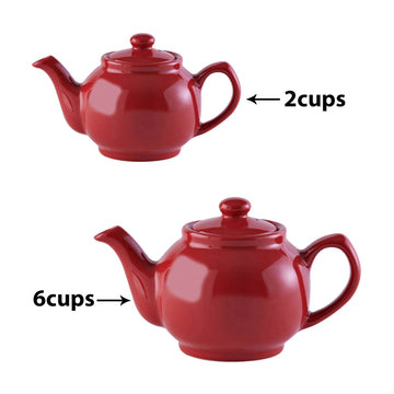 2Pcs Bright Red 2 Cup & 6 Cup Traditional Serving Tea Pots