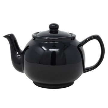 Large Gloss Black Porcelain Tea Coffee 6 Cup Teapot Serving