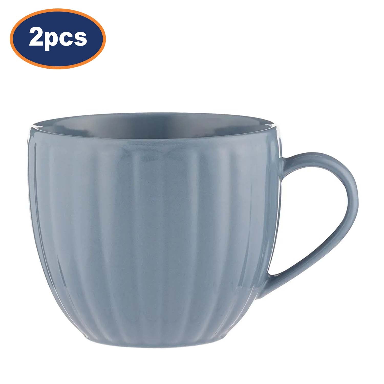 2Pcs Price & Kensington 460ml Bluebell Stoneware Fluted Mugs