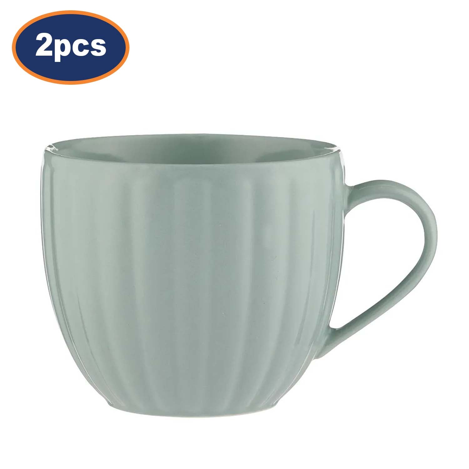 2Pcs Price & Kensington 460ml Duckegg Stoneware Fluted Mugs