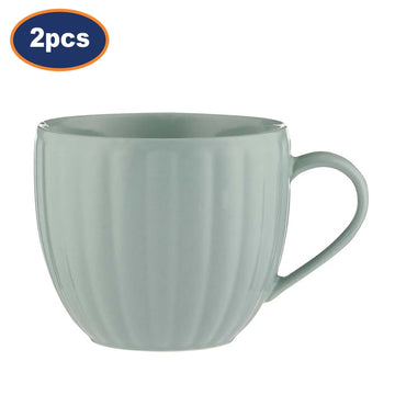 2Pcs Price & Kensington 460ml Duckegg Stoneware Fluted Mugs