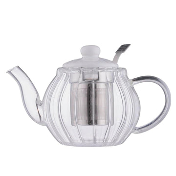 500ml Glass Teapot with White Ceramic Lid Infuser