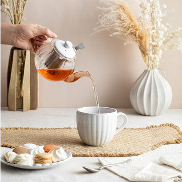 500ml Glass Teapot with White Ceramic Lid Infuser