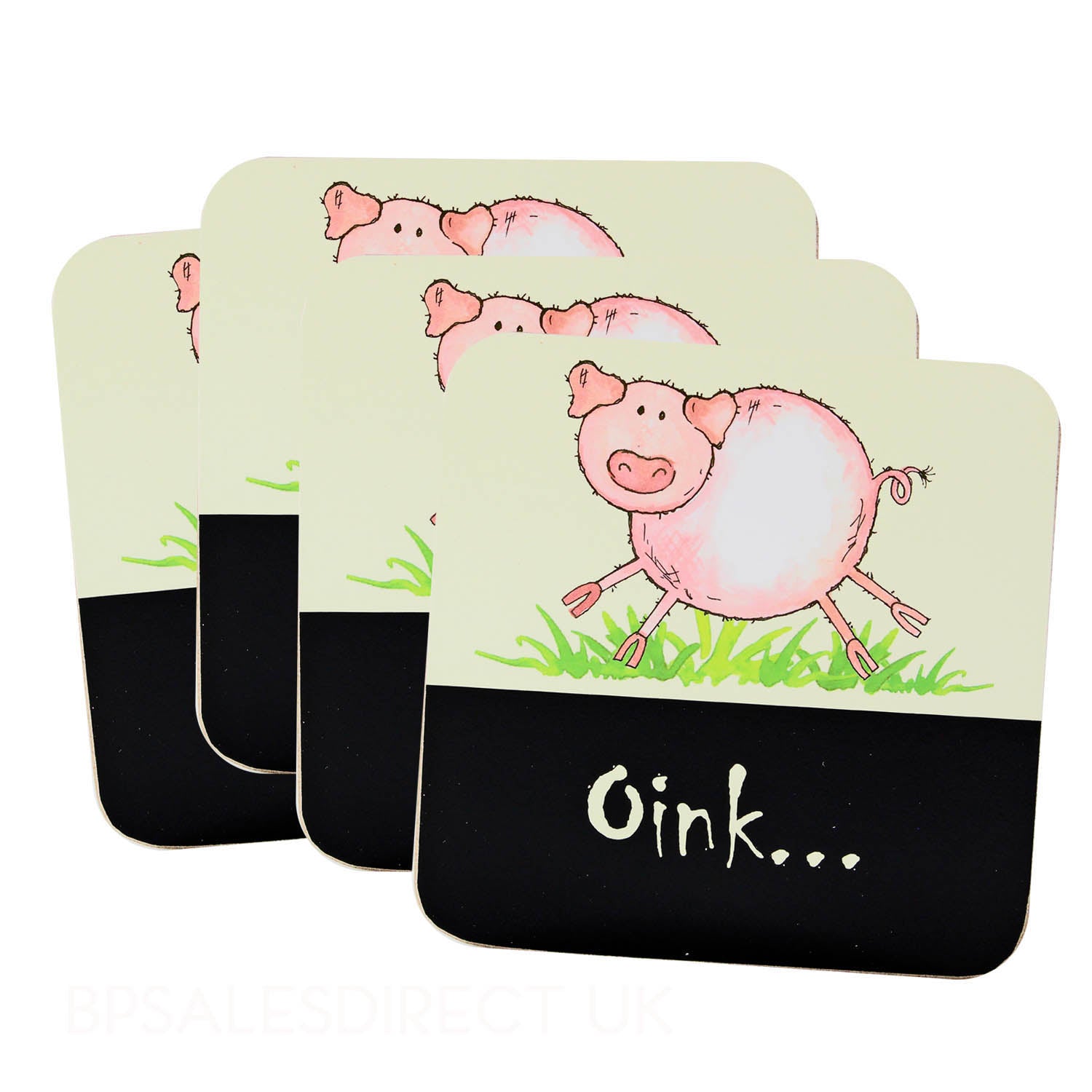 Set of 4 Thick Cardboard Pig Coasters