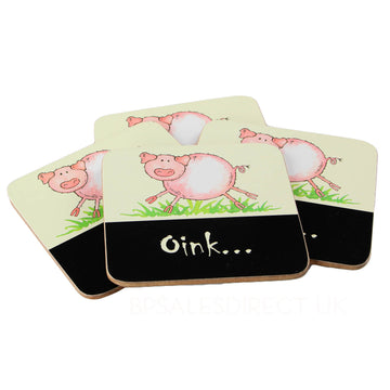 Set of 4 Thick Cardboard Pig Coasters