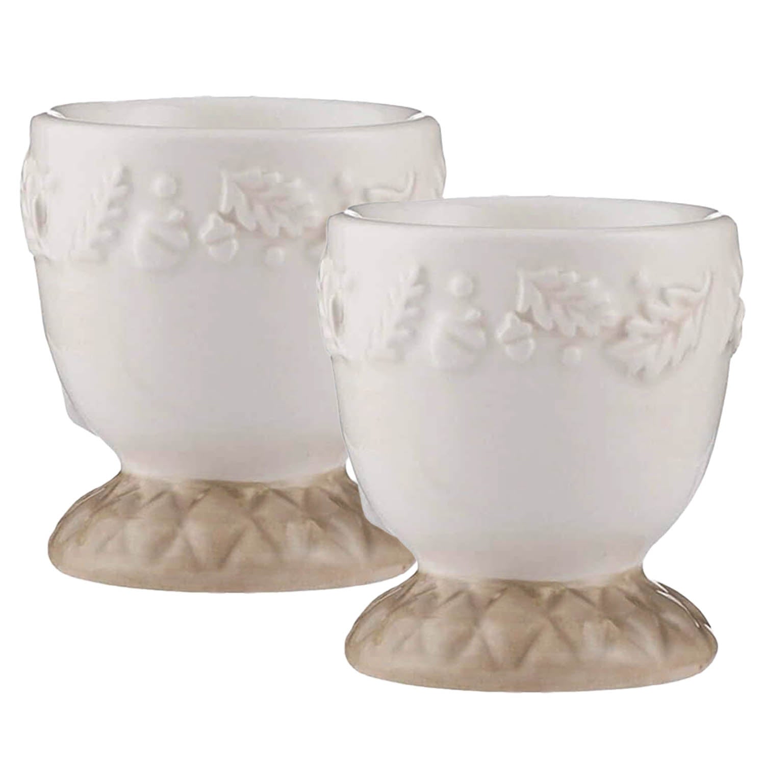 2pcs Cream Hand Painted Ceramic Egg Cups