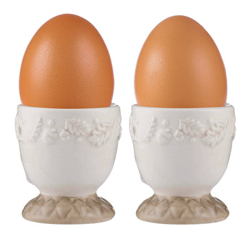 2pcs Cream Hand Painted Ceramic Egg Cups