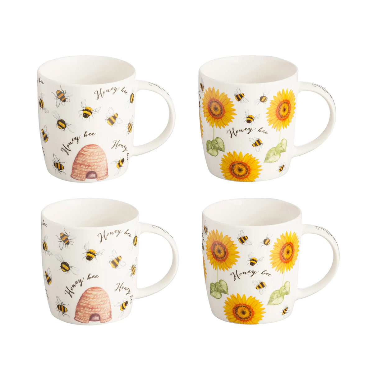 4Pcs 340ml Assorted Honey Bee Mugs
