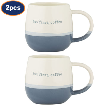 2Pcs 340ml But First Coffee Porcelain Mug