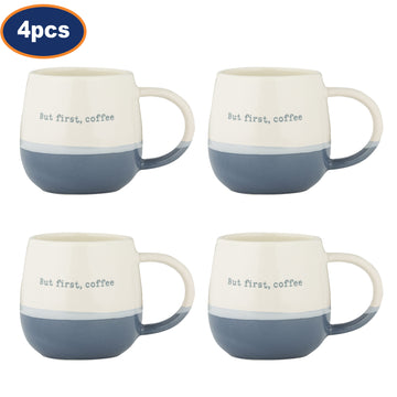 4Pcs 340ml But First Coffee Porcelain Mug