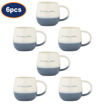 6Pcs 340ml But First Coffee Porcelain Mug
