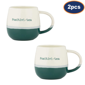 2Pcs 340ml Positivi-Tea Porcelain Mug