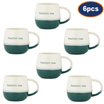 6Pcs 340ml Positivi-Tea Porcelain Mug