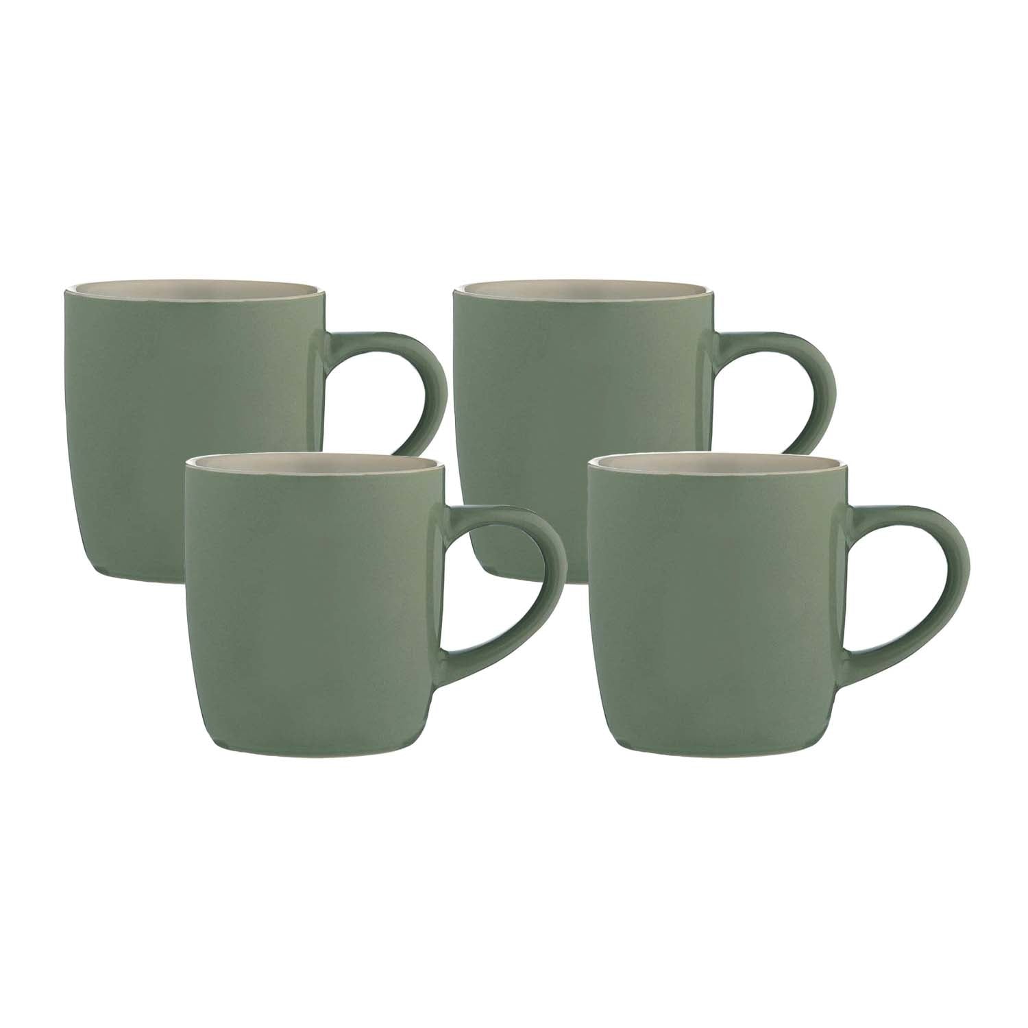 4Pcs 330ml Sage Green & Cream Coffee Mug Set
