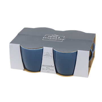 4Pcs 330ml Teal & Cream Coffee Mug Set