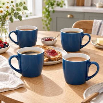 4Pcs 330ml Teal & Cream Coffee Mug Set