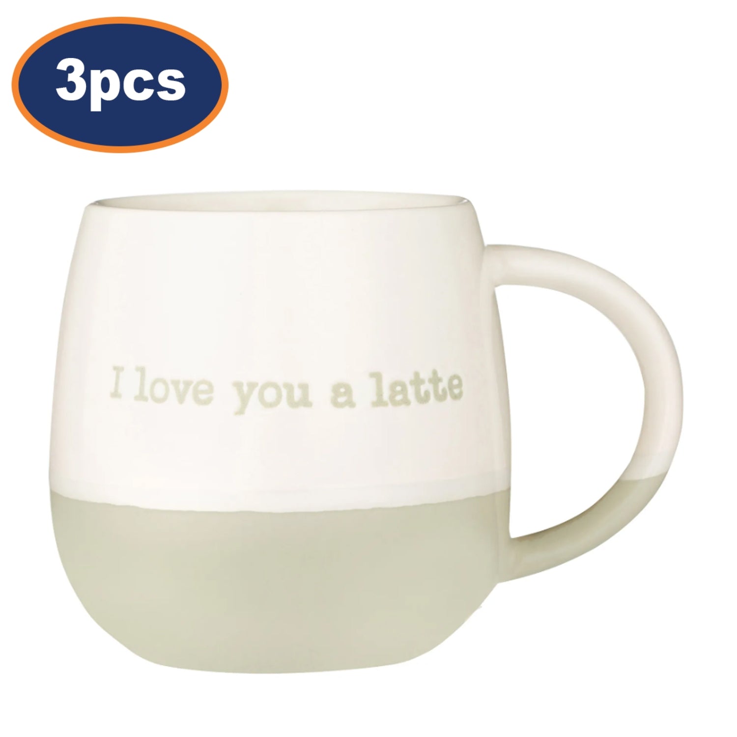 3Pcs 340ml Stoneware I Love You A Latte Coffee Mug