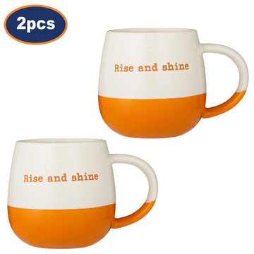 2Pcs 340ml Stoneware Rise & Shine Coffee Mug