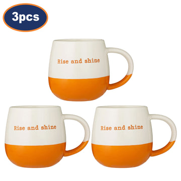 3Pcs 340ml Stoneware Rise & Shine Coffee Mug