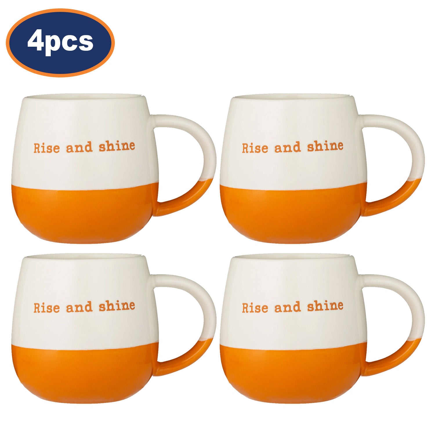 4Pcs 340ml Stoneware Rise & Shine Coffee Mug